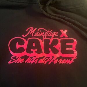 Cake Black Hoodie with Pink 420 Graphic Large (see notes about sizing)